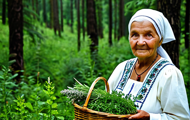 우크라이나 전통 약초 치료법 - Carpathian Herbalist**

Prompt: An elderly woman with kind eyes, wearing a traditional Ukrainian emb...