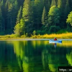 우크라이나에서 가장 아름다운 호수 - A serene, crystal-clear lake nestled deep within a vast Ukrainian forest reserve during late summer,...
